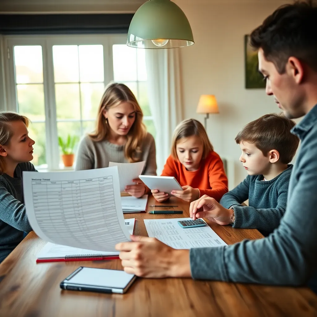 Gezin dat samen budget bespreekt