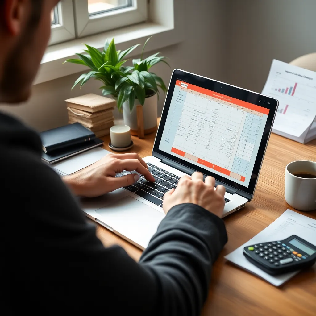 Persoon die financiële groei analyseert op laptop