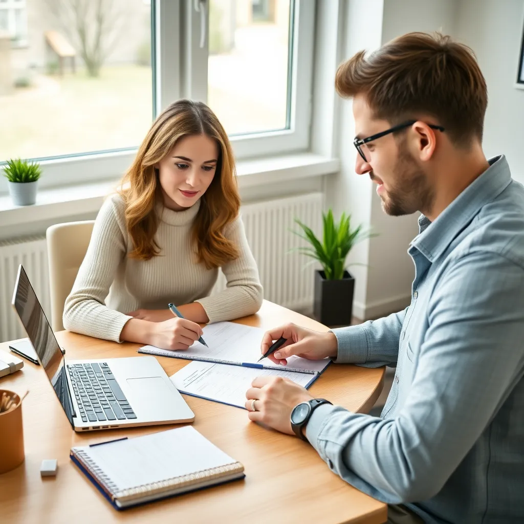Persoon die budgetplanning doet met laptop en papieren