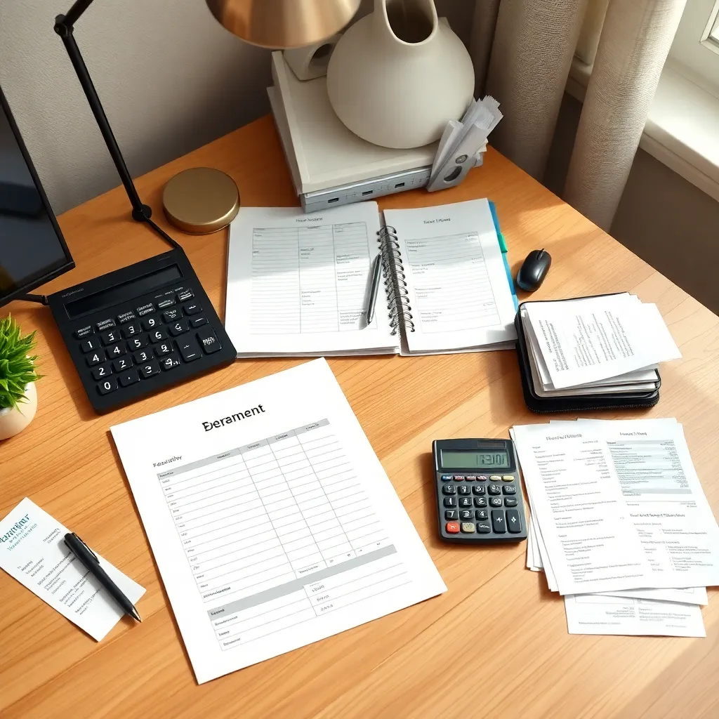 Een georganiseerde administratie met Nederlandse belastingdocumenten en budgetplanner