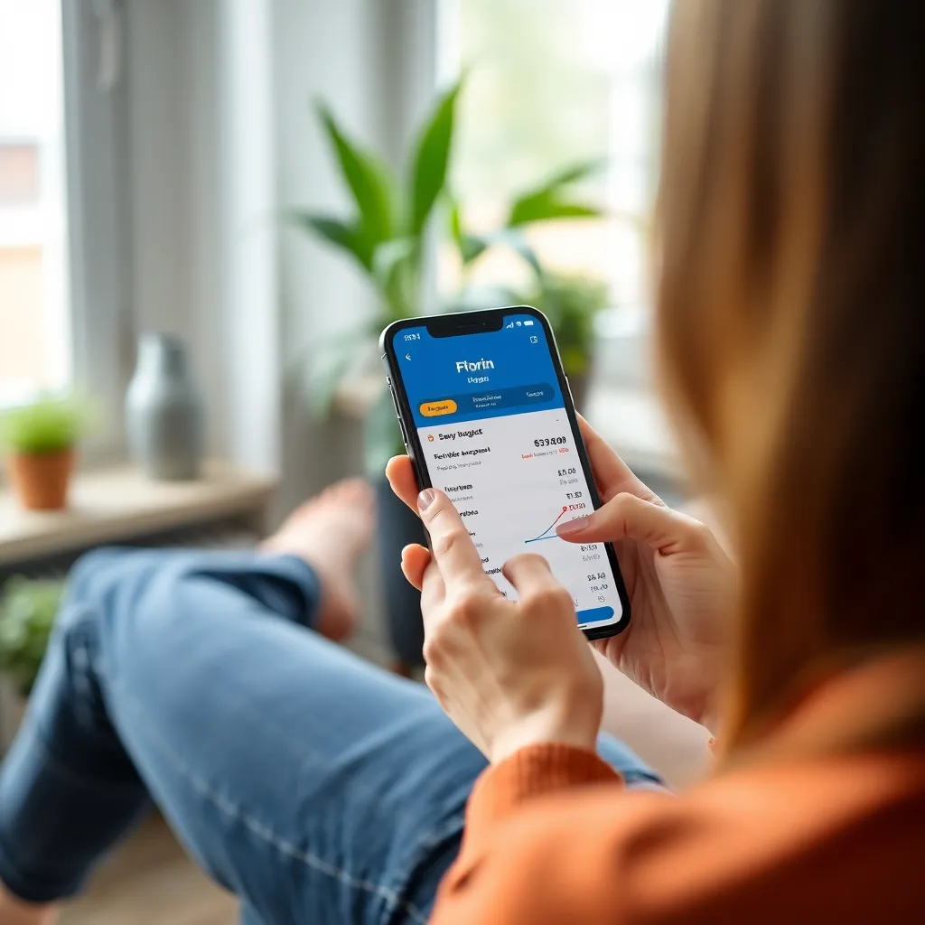 Gebruiker bekijkt Florin budgetapp op smartphone